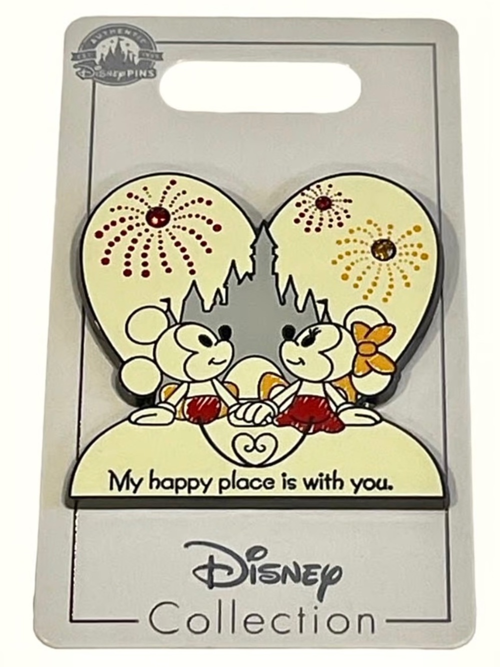 Disney Parks Mickey Minnie My Happy Place Is With You Trading Pin NWT